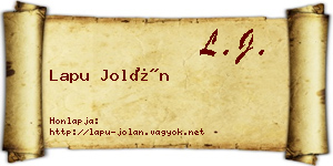 Lapu Jolán névjegykártya